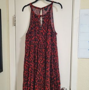 High-lo red leopard print dress